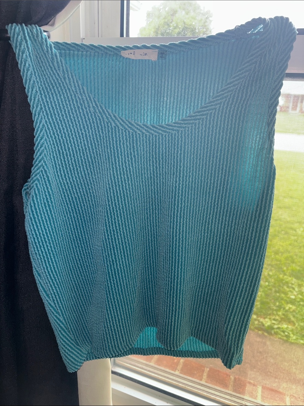 Teal Ribbed Crop Tank Top - Women